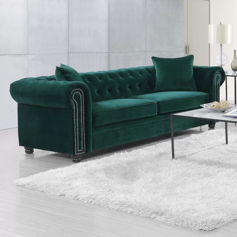Ghế Sofa Băng Cổ Điển Sang Trọng Cho Phòng Khách, Chất Liệu Vải Nhung Nỉ Kích Thước 1m8