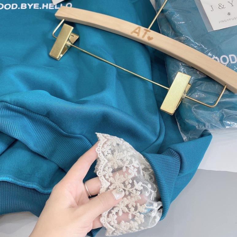 ÁO NỈ PHỐI TAY REN 394