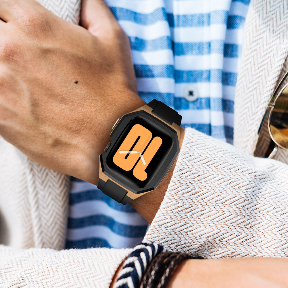 Ốp Case Vỏ Thép Không Gỉ bảo vệ tích hợp dây đeo Fluororubber cho Apple Watch Series 10 Size 46mm - Hàng Chính Hãng