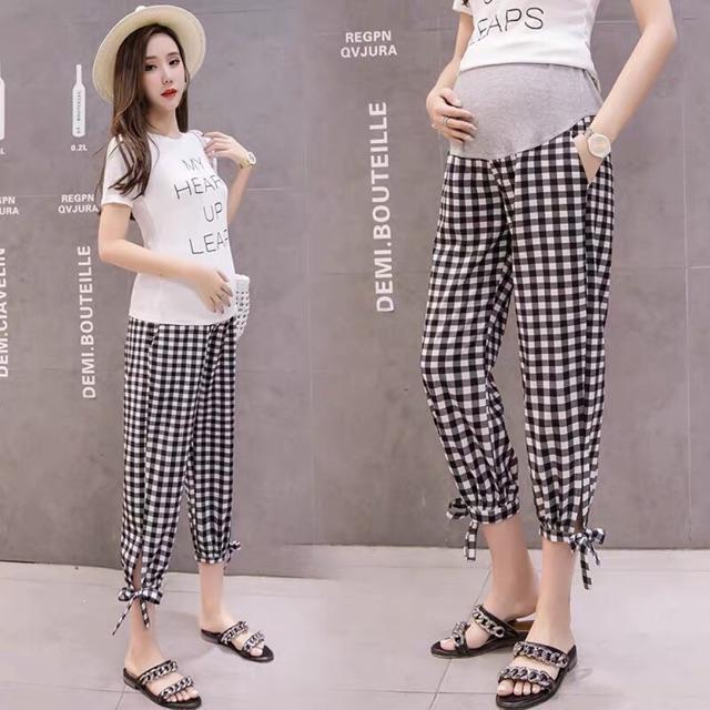 Quần kẻ sọc đen mềm thoải mãi cho mẹ bầuhàng quảng châu