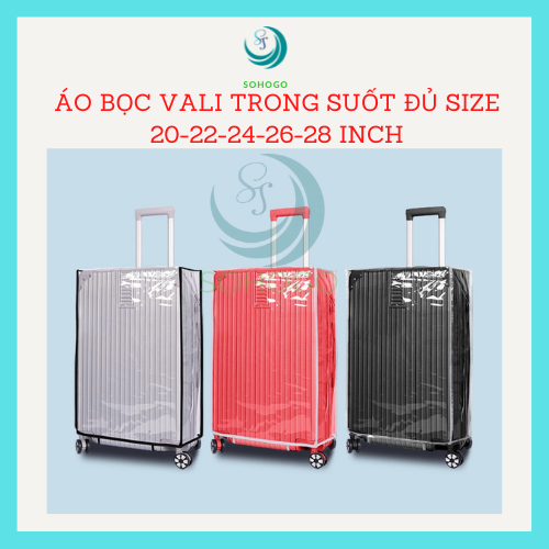 Áo Bọc, Bao Bọc Vali Trong Suốt Chống Trầy Xước Khi Vận Chuyển Size Từ 18Ich Đến 30Inch. Tặng Kèm Thẻ Đeo Hành Lý Mẫu Ngẫu Nhiên. Đầy Đủ Cỡ 18 - 20 - 22 - 24 - 26 - 28 - 30 Inch - 28Inch