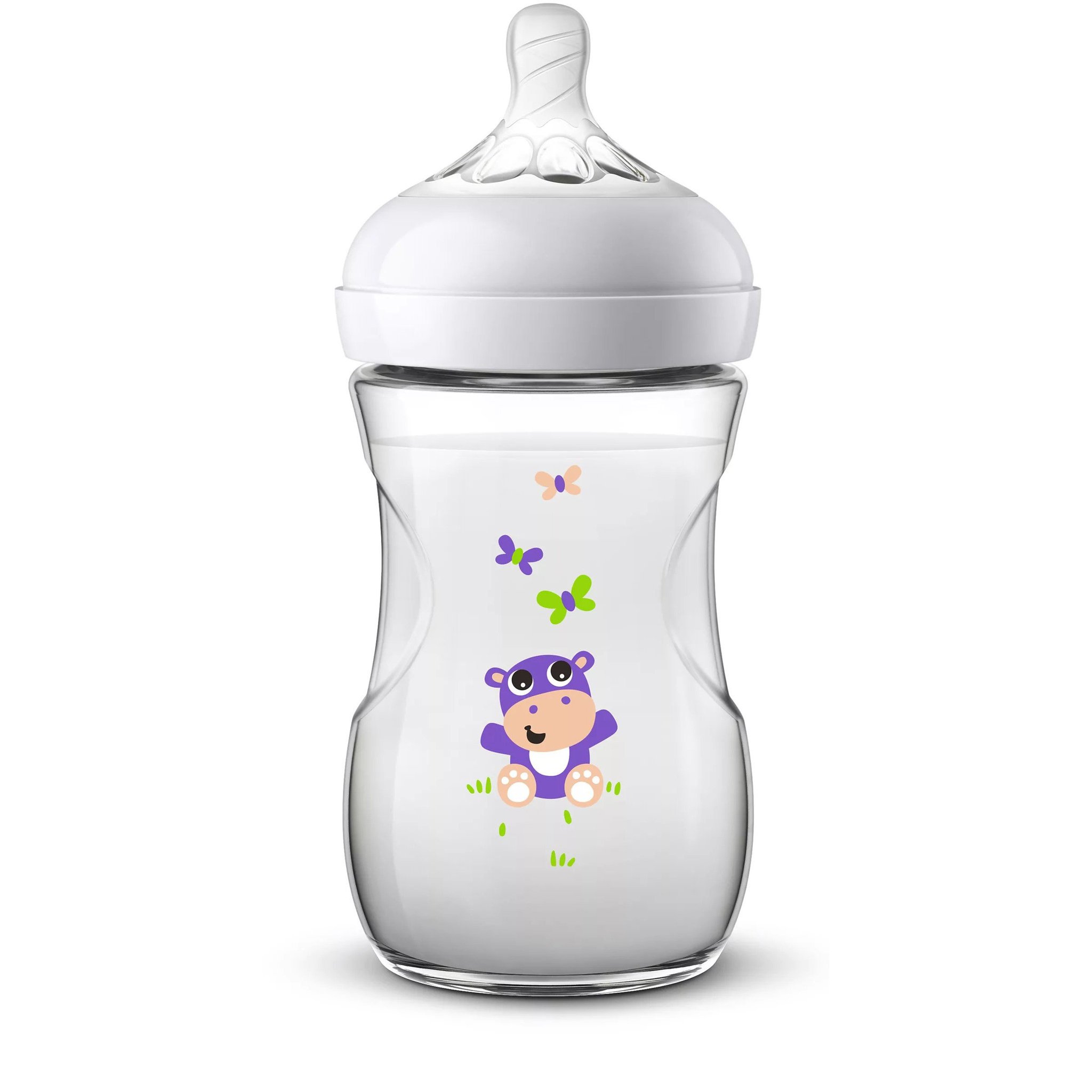 Hộp 1 Bình sữa mô phỏng tự nhiên Flamingo/Hippo hiệu Philips Avent (260ml) cho trẻ từ 6 tháng tuổi