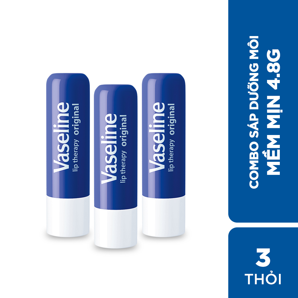 Combo 3 son dưỡng môi Vaseline mềm mịn dạng thỏi 4.8g