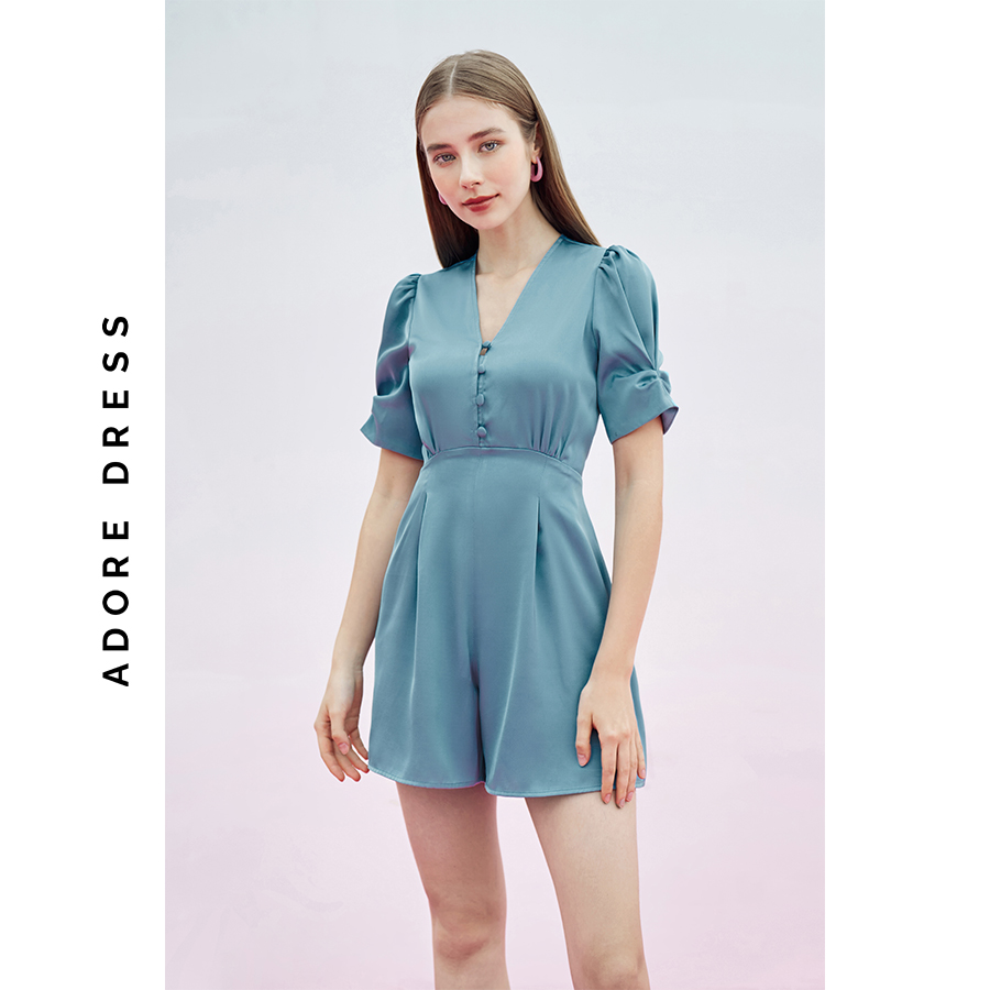 Mini jumpsuits satin đen cổ tim 311JS1003 ADORE DRESS