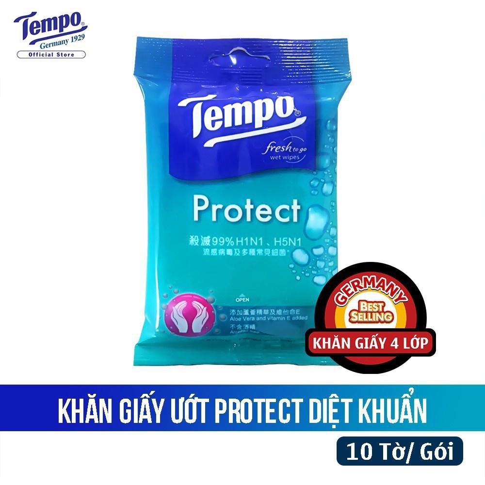 Khăn giấy ướt Tempo Protect Ngăn ngừa vi khuẩn (1 gói )