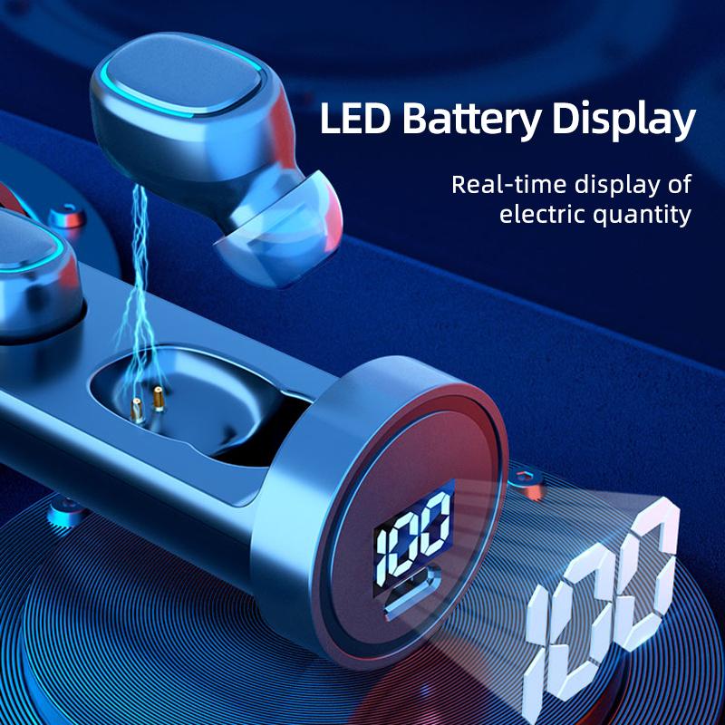 Tai Nghe Nhét Tai Không Dây Bluetooth Tai Nghe BT 5.0 Màn Hình Hiển Thị LED TWS Tai Nghe Có Micro Xi Lanh Tai Nghe Nhét Tai Dành Cho Điện Thoại Di Động Android