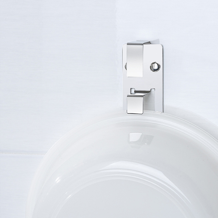 Móc treo chậu thau rửa đa năng nhà tắm inox 304, có keo dán kèm theo, loại đơn hoặc đôi tùy chọn