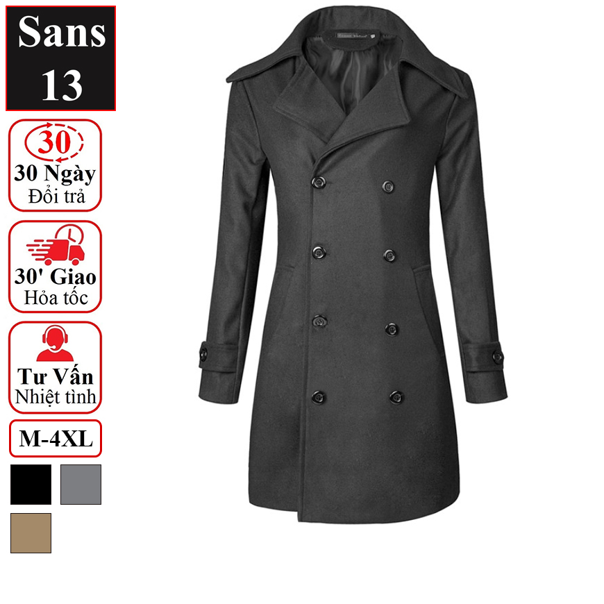Áo Măng Tô Nam Dáng Dài - Áo Khoác Dạ Nam Dài Sans13 Sans Shop San Shop