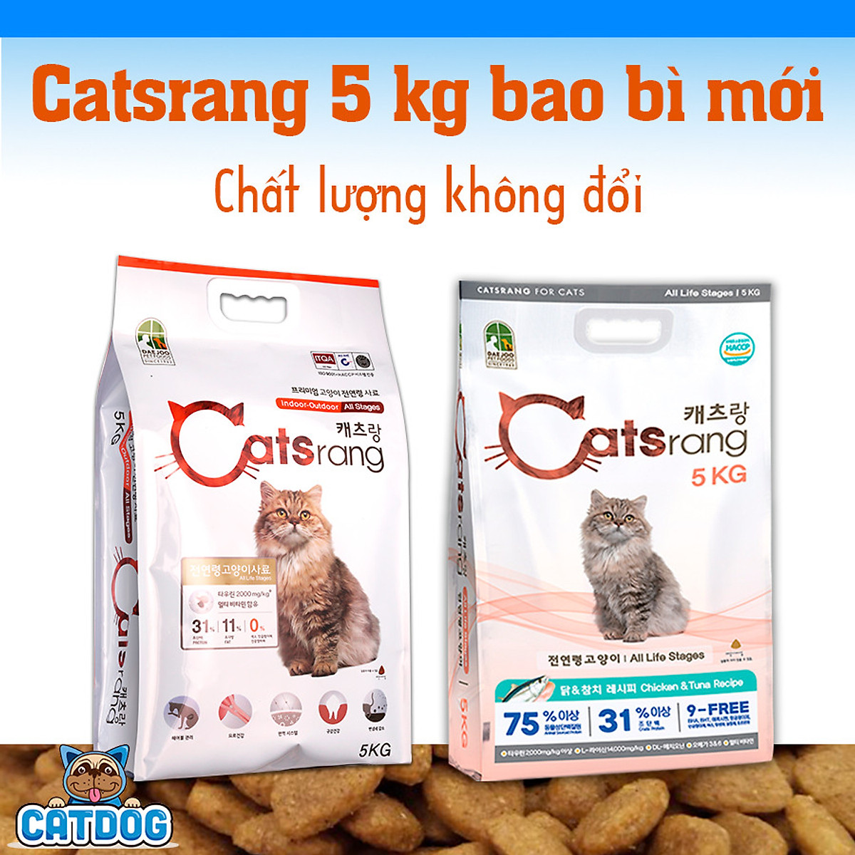 CATSRANG - Hạt thức ăn cho mèo mọi lứa tuổi - Bao bì mới - 5kg