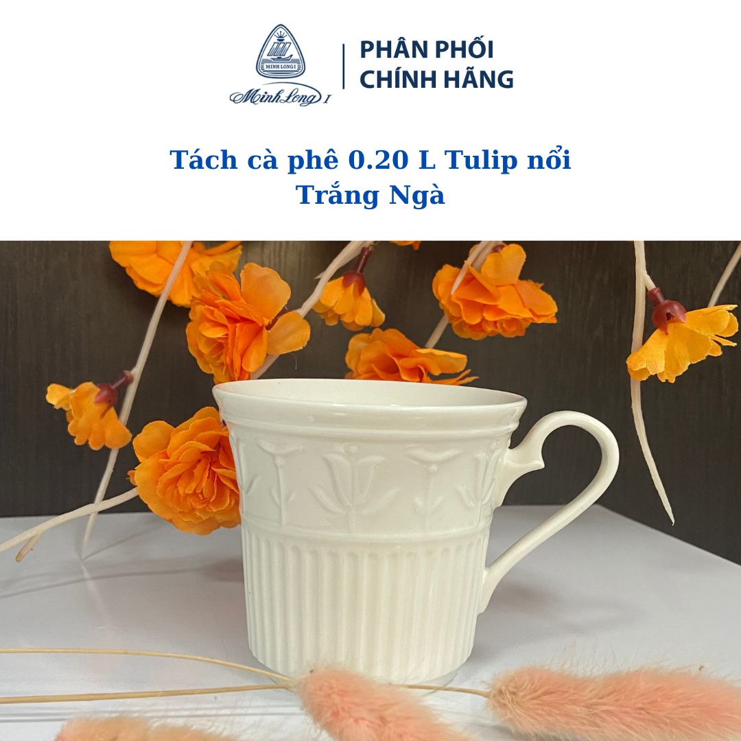 Tách cà phê 0.20 L Tulip nổi Trắng Ngà (022025000) - Gốm sứ cao cấp Minh Long 1