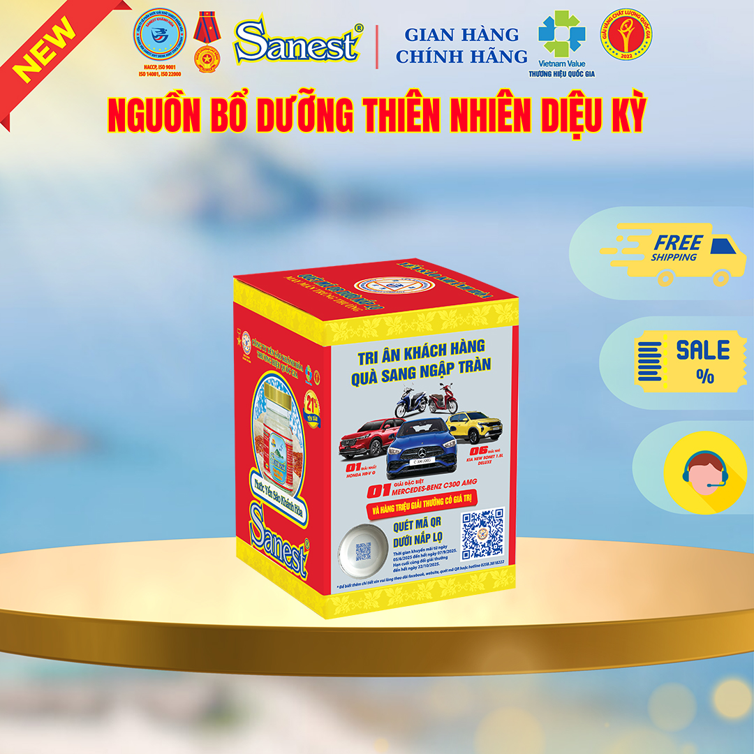 NEW [ Thùng 60 lọ] Nước Yến sào Khánh Hòa Sanest 21% - Không đường
