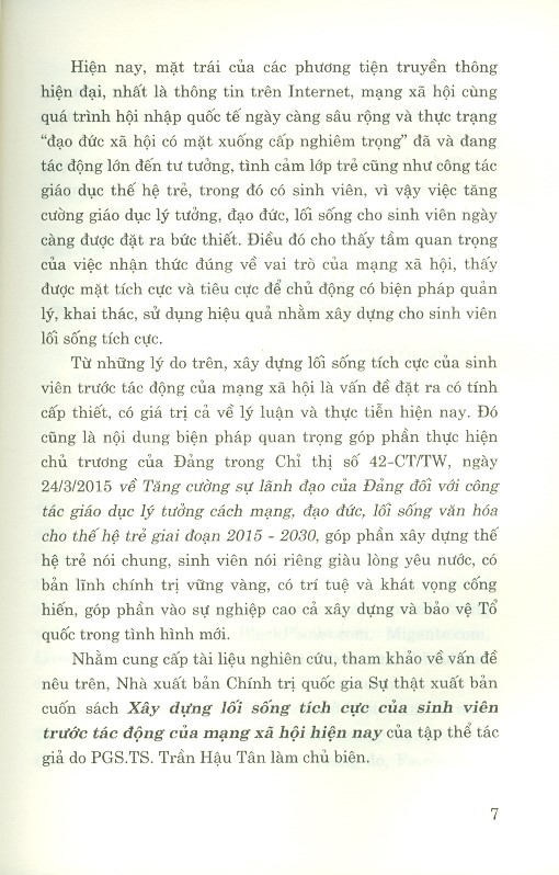 Xây Dựng Lối Sống Tích Cực Của Sinh Viên Trước Tác Động Của Cách Mạng Xã Hội Hiện Nay