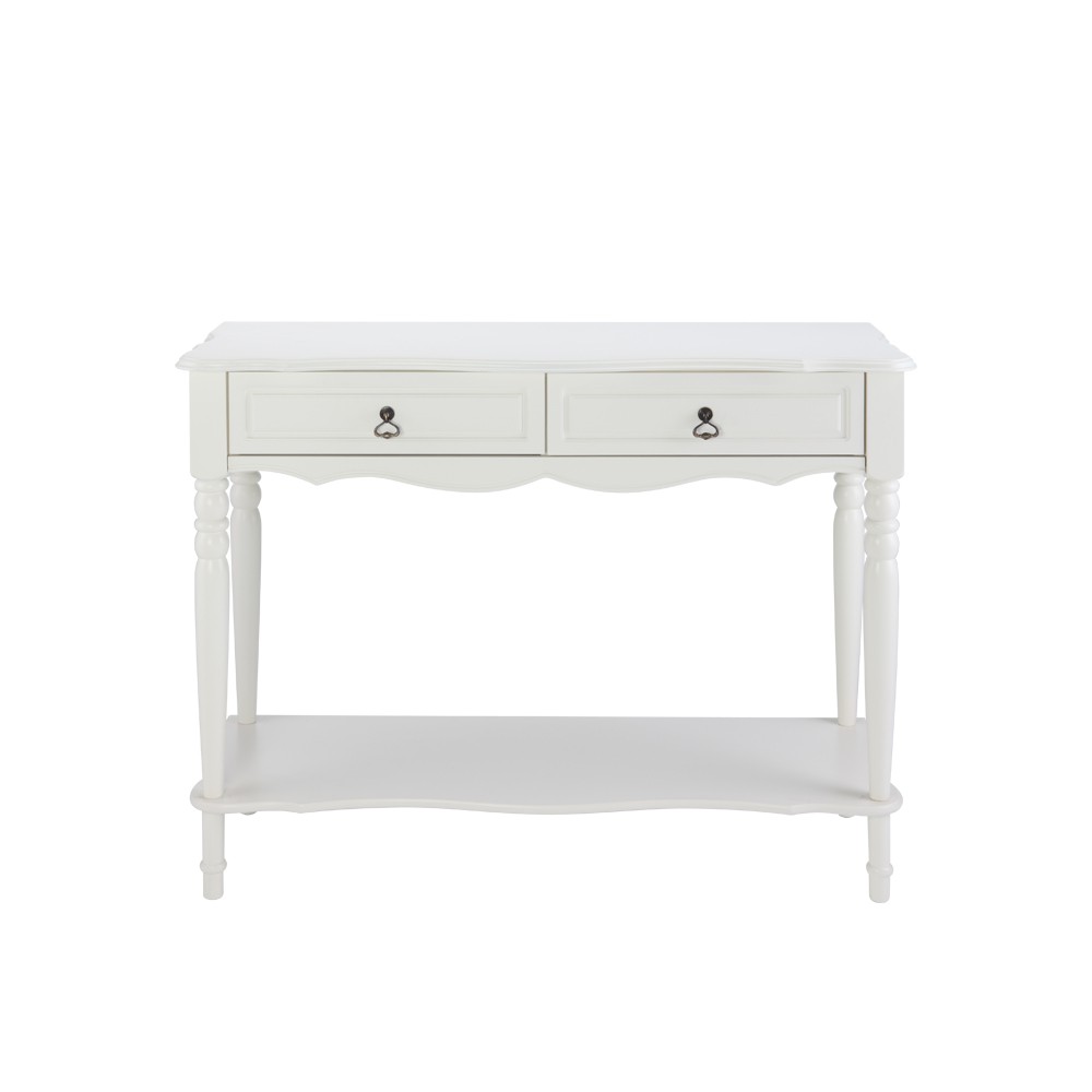 Bàn console trắng trang trí ANASTASIA chất liệu gỗ công nghiệp cao cấp, kèm kệ lửng và ngăn kéo, kiểu dáng cổ điển thanh lịch | Index Living Mall - Phân phối độc quyền tại Việt Nam