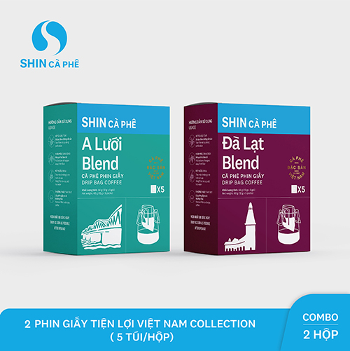 SHIN Cà Phê - Combo A Lưới và Đà Lạt - Phin giấy tiện lợi hộp 5 gói