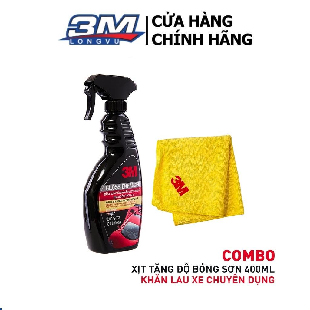 Combo Chai Xịt Tăng Độ Bóng Sơn 3M 39034 LT 400ml Và Khăn Lau Xe Chuyên Dụng 3M 32 x 36 cm - 3M Long Vu