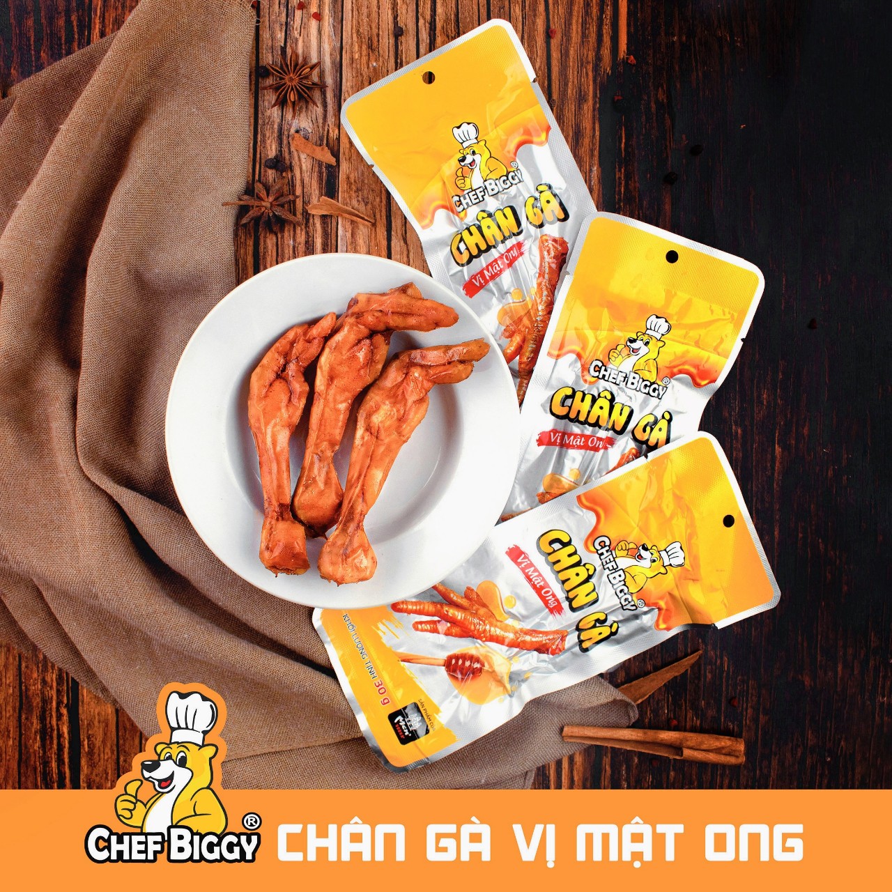 1 Gói 20 Chiếc chân gà CHEF BIGGY Vị Mật Ong 