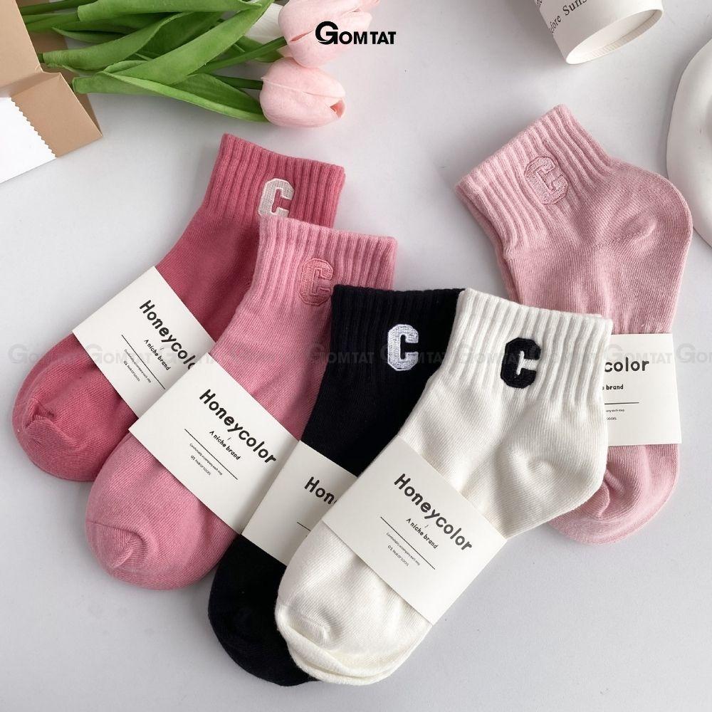 Tất nữ cổ ngắn cao cấp mẫu chữ C, vớ cổ thấp nữ chất liệu cotton mềm mại, thấm hút - NGANCHUC-UYE-7004-1DOI