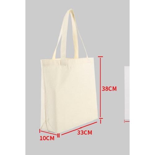 Túi Vải Canvas may 2 Lớp dầy có khóa kéo và túi nhỏ bên trong kích thước 38cmx33cmx10cm có thể in logo quà tặng - Màu trắng