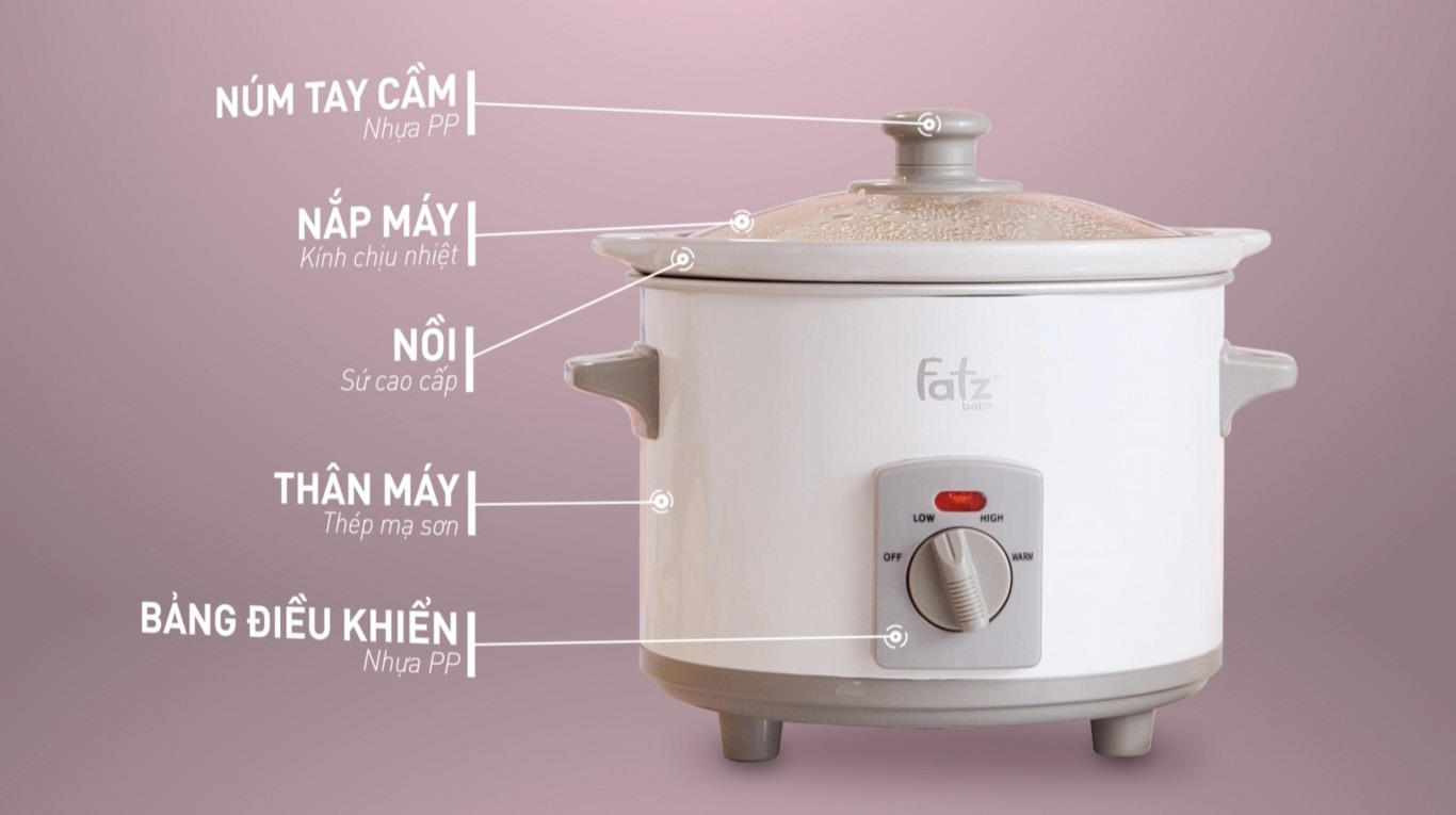 NỒI NẤU CHẬM 2,5 LÍT FATZ BABY FB9025MH - Hàng Chính Hãng