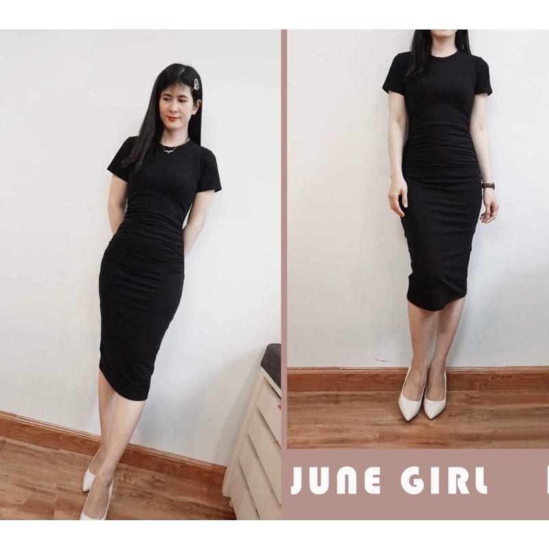 F1036 Đầm ôm body nhún eo có lớp lót
