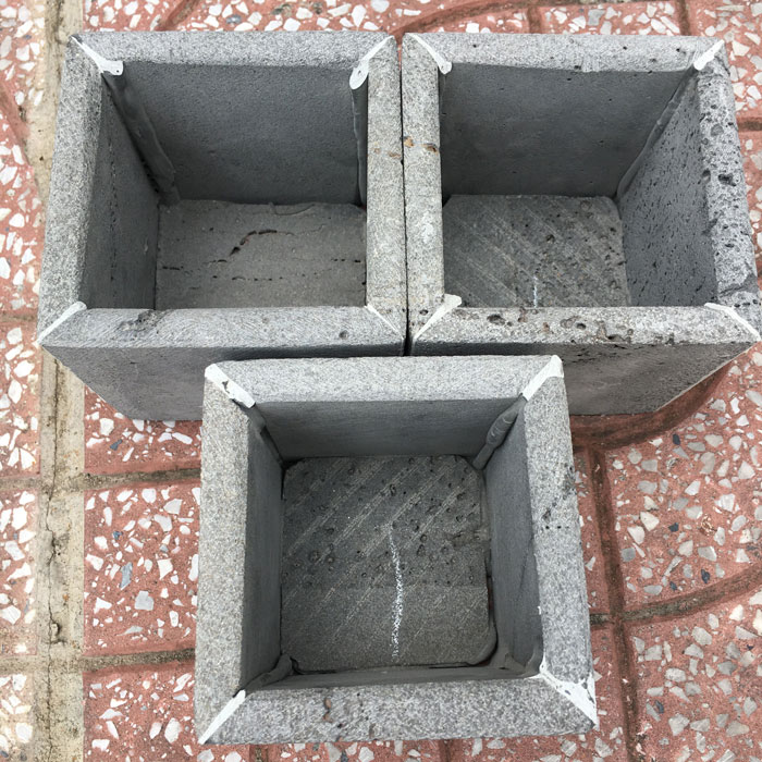 Combo 3 chậu trồng cây sen đá hình vuông (10x10x10cm) màu xám bằng đá tự nhiên