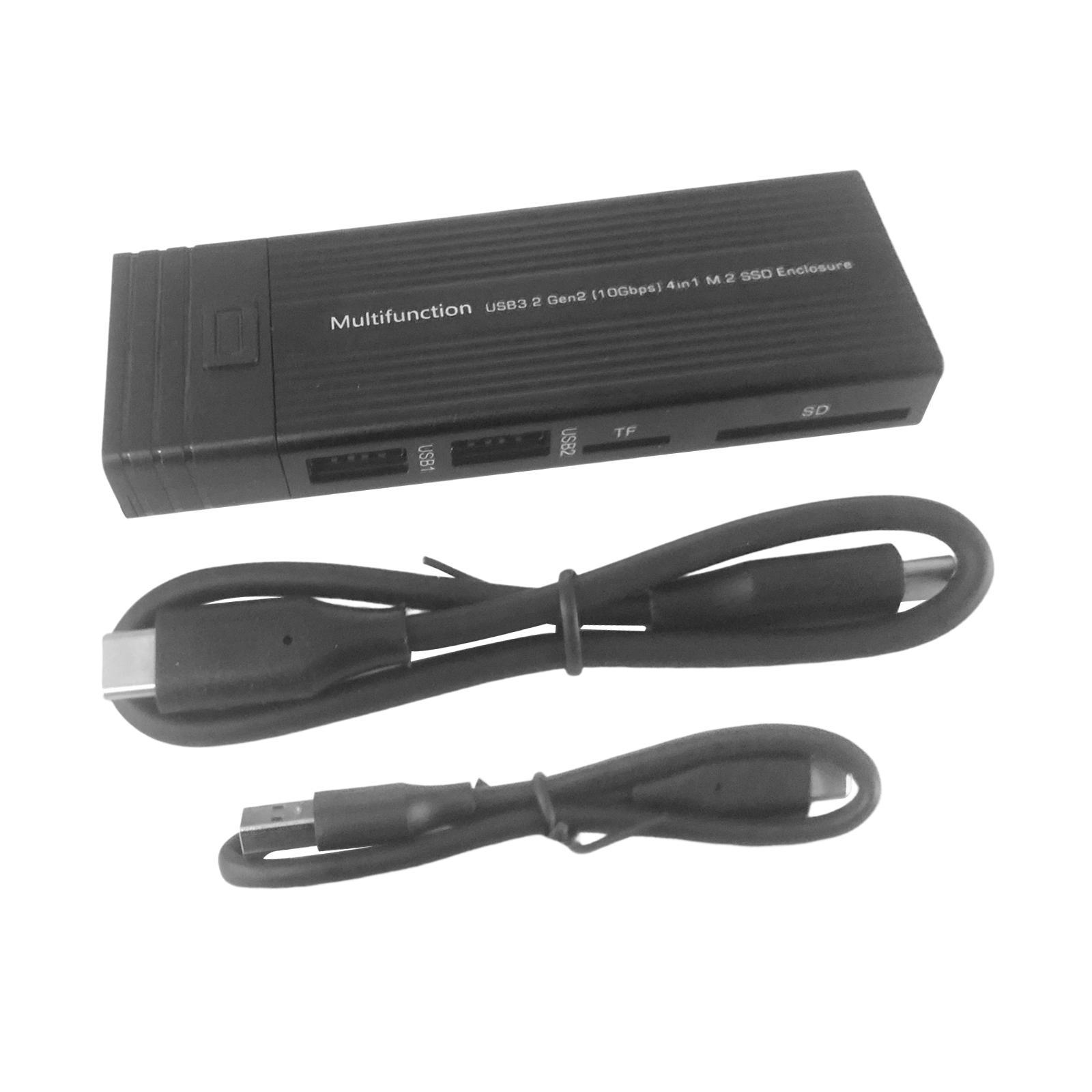 M.2 SSD Enclosure Type C 10 Gbps 6Gbps Compact Adapter for Laptop Black