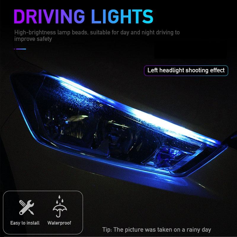2 cái siêu mịn DRL siêu mỏng chạy ban ngày Ánh sáng chảy rẽ LED DRL chống thấm nước DRL linh hoạt Hướng dẫn ống mềm cho xe Dải đèn LED cho đèn pha (60cm / 45cm / 30cm)