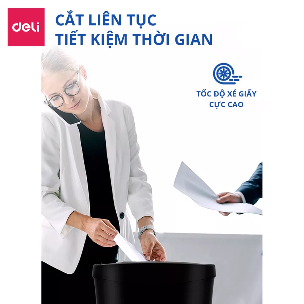 Máy Hủy Tài Liệu Deli Cao Cấp, Máy Hủy Giấy Tờ Card CD Cho Doanh Nghiệp, Văn Phòng, Nhà Trường Hàng Chính Hãng Bảo Mật Thông Tin Dữ Liệu