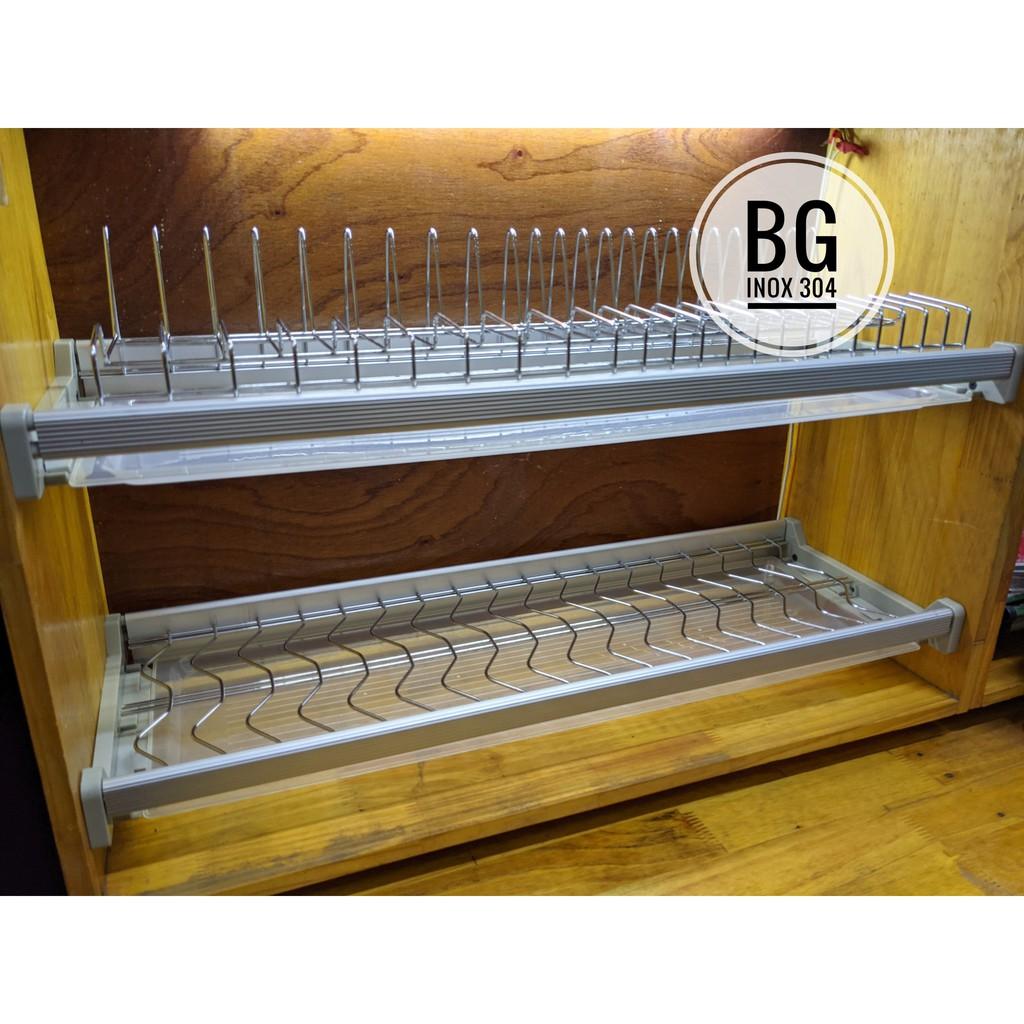 Giá bát cố định 2 tầng bằng inox nan tròn bóng, nhập khẩu của hãng Eurogold