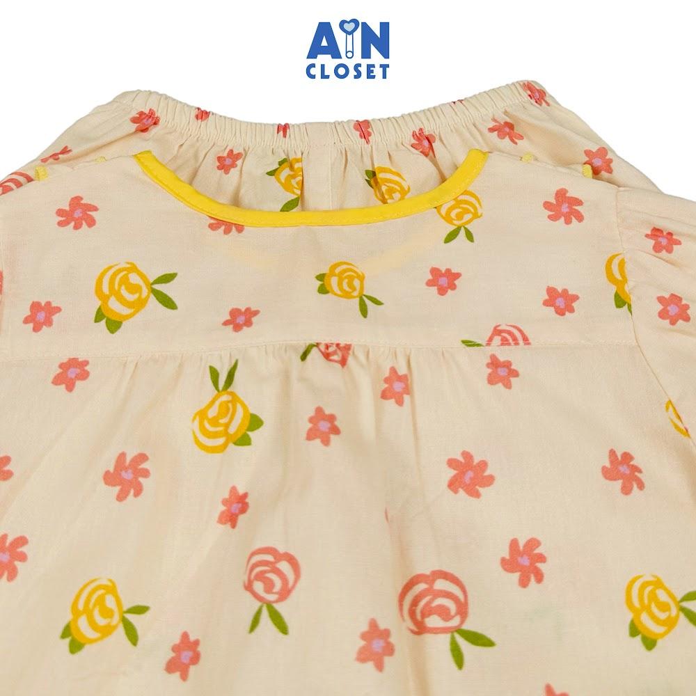 Bộ quần áo Dài bé gái họa tiết Hoa Hồng Vàng Cotton - AICDBGTNNQUB - AIN Closet