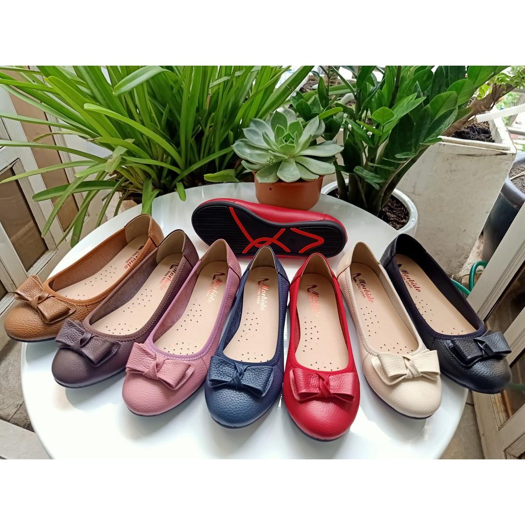 Giày Búp Bê Mũi Tròn Đế Bệt M305 G̳I̳Á̳ ̳X̳Ư̳Ở̳N̳G̳ DA BÒ THẬT