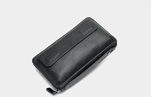 Ví nam cầm tay da thật BHM9043D Clutch da bò. Màu Đen. Hàng chính hãng.