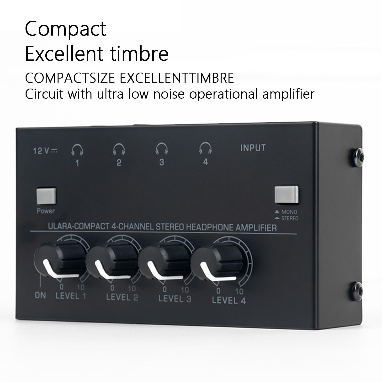 Stereo Headphone Amplifier, 4 Channel Headphone Splitter Amplifier for Studio Mixing