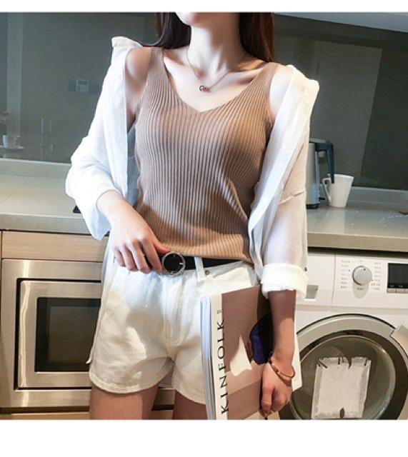 Áo sát nách cổ tim Quảng Châu