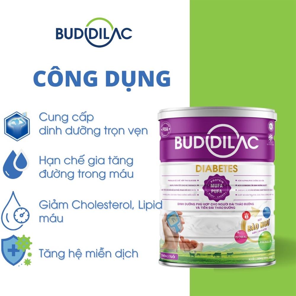 Sữa Bột BUDDILAC Diabetes Cho Người Tiểu Đường Ổn Định Đường Huyết Ngăn Ngừa Mỡ Máu lon 900gr