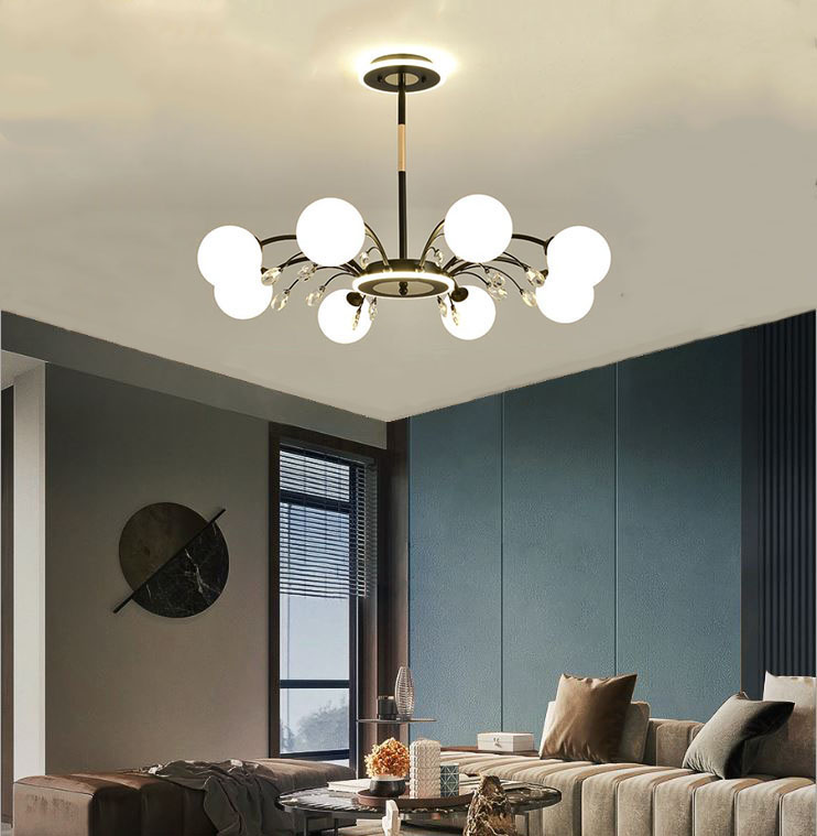 Đèn chùm SYNEY hiện đại trang trí nhà cửa sang trọng, độc đáo loại 8 bóng - kèm bóng LED chuyên dụng.