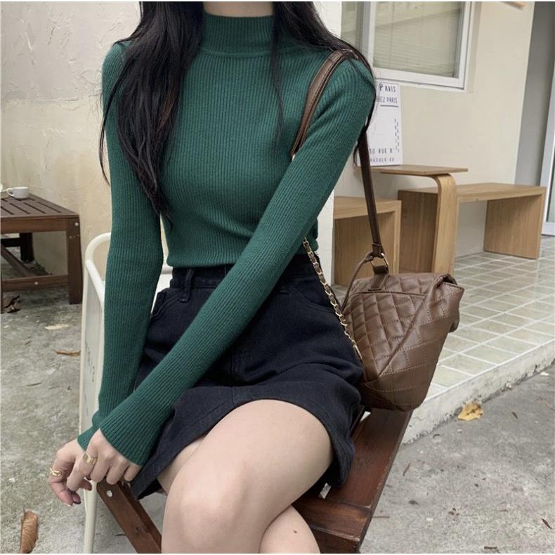 Áo len tăm cổ 3 phân giữ nhiệt nhiều màu