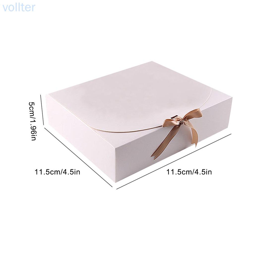 VOLL 5pcs Gift Boxes Birthday Paper Favor Cases Party Anniversary Gift Packing Boxes with Ribbon, White, Small