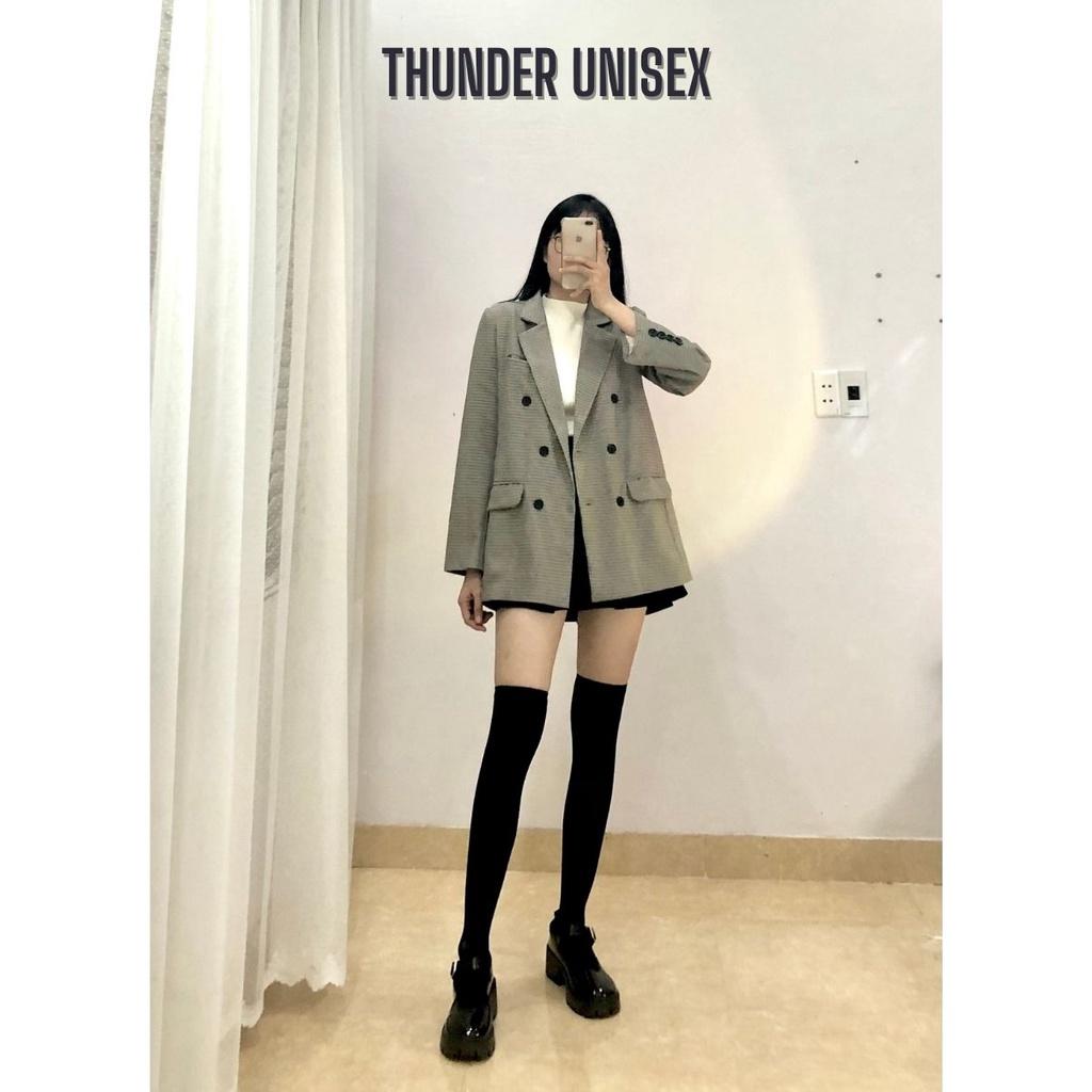Áo Blazer Kẻ Tay Dài Áo Vest Nữ 2 Lớp Dày Dặn Kiểu Dáng Hàn Quốc Form Chuẩn ThunderUnisex Áo Khoác Cho Nữ