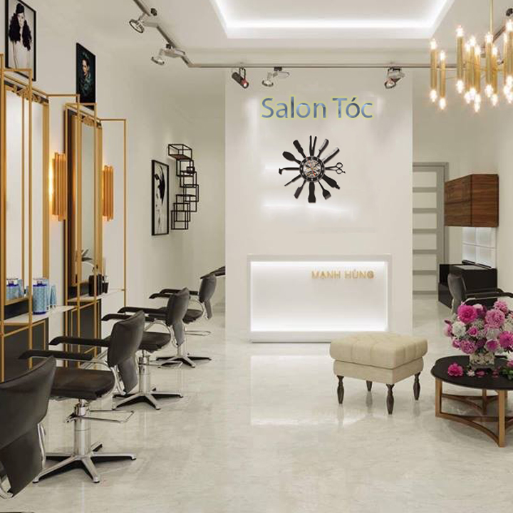 Đồng hồ treo tường 3d kiểu dáng salon tóc