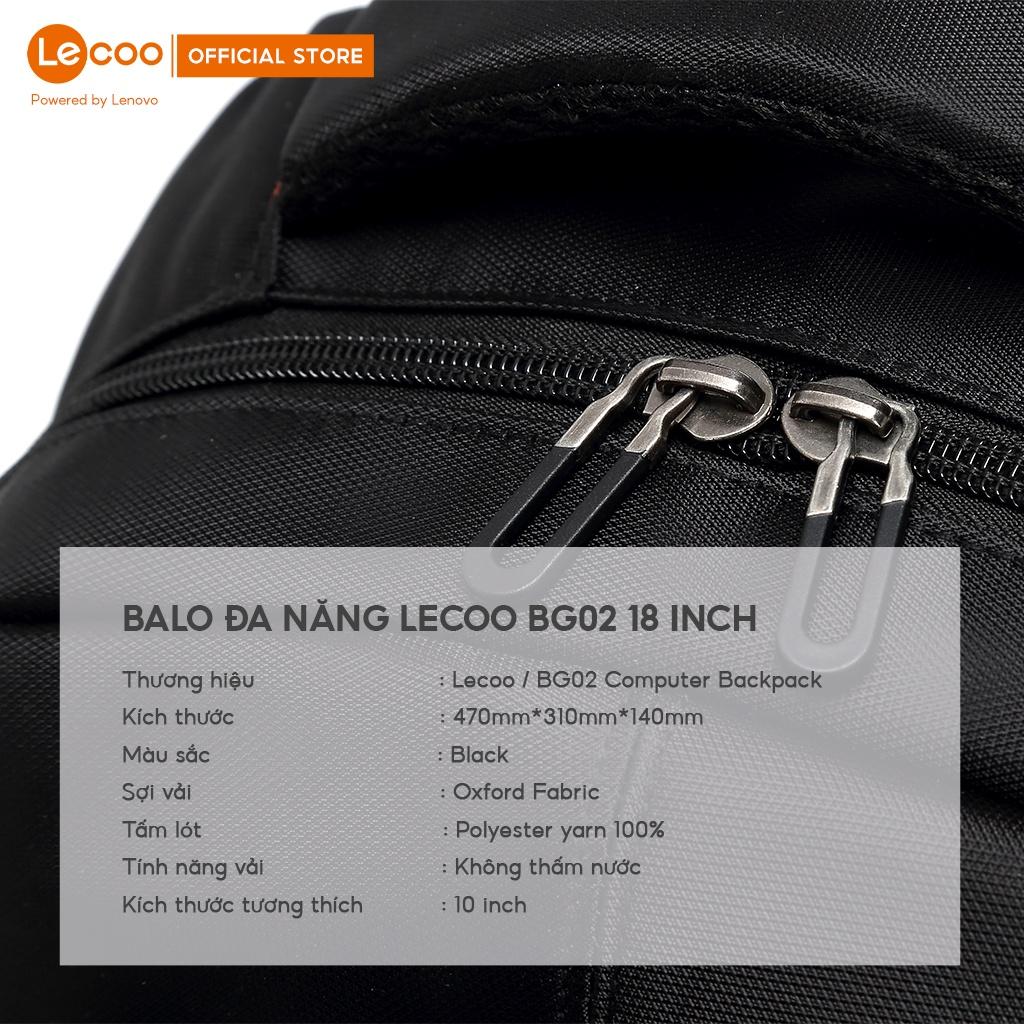 Balo đa năng Lecoo BG02 cao cấp chống nước nhiều ngăn tiện ích, kích thước 18 inch - BH24 tháng Hàng nhập khẩu