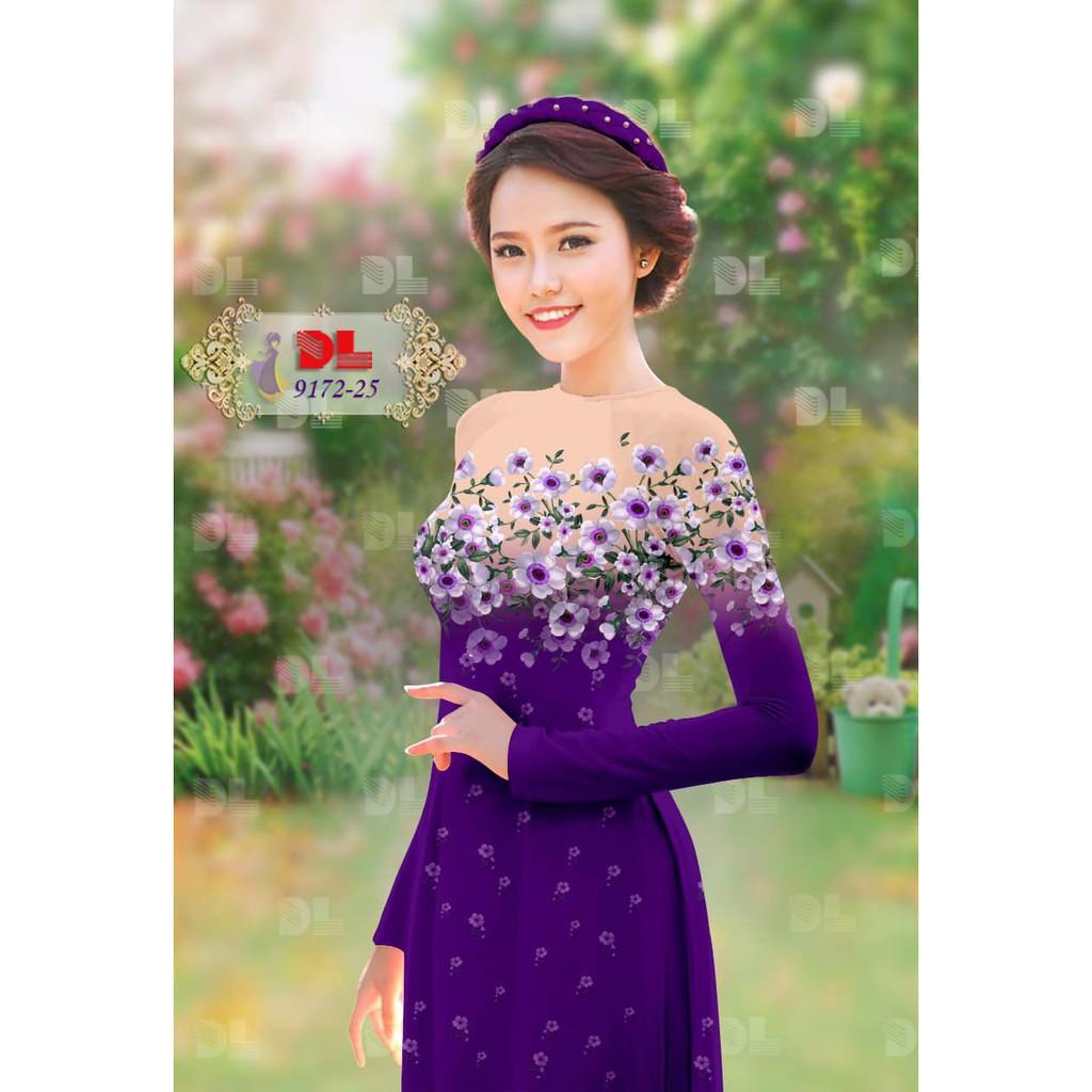 Vải may áo dài in họa tiết hoa DL9172