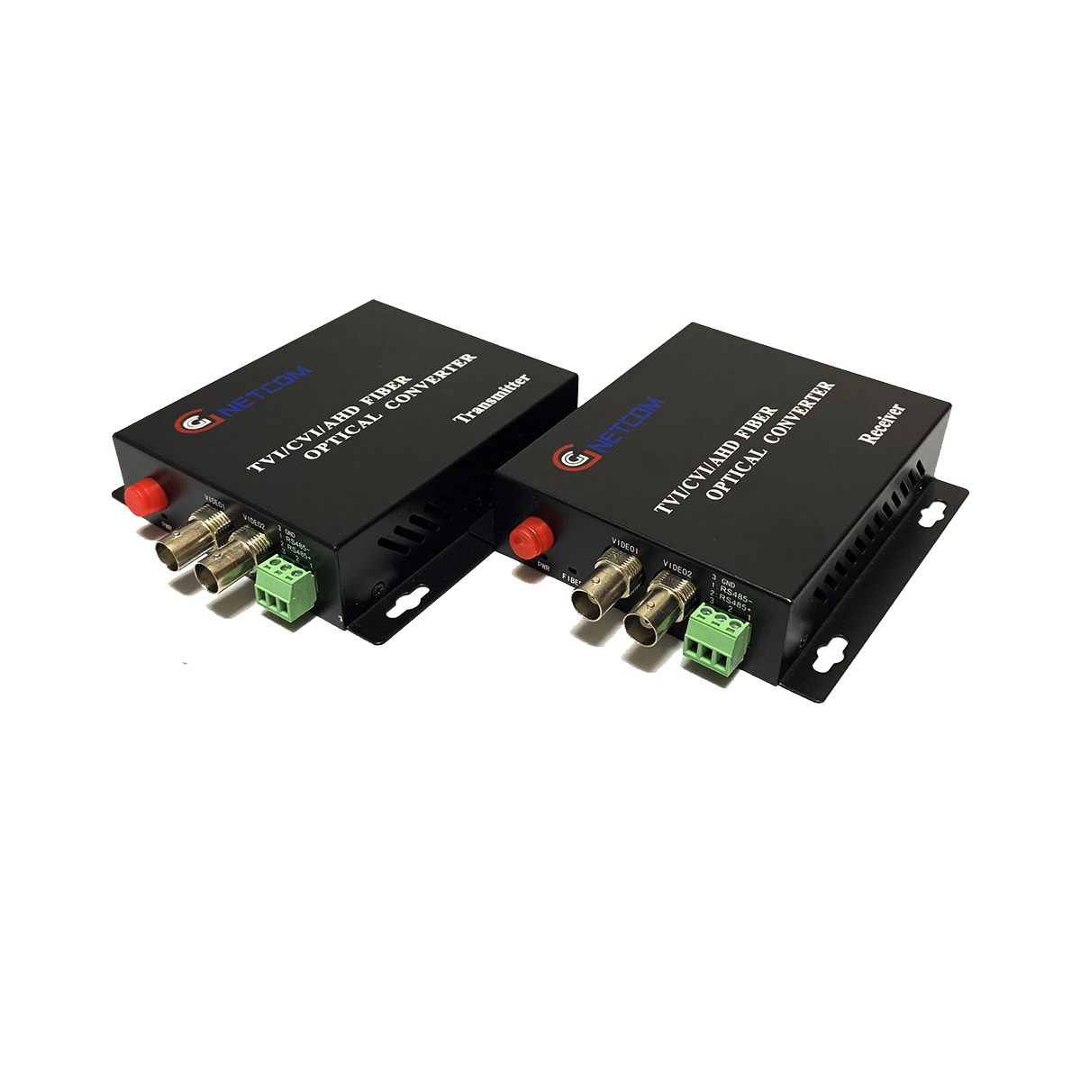 Bộ chuyển đổi video sang quang 2 kênh  GNETCOM HL-2V1D-20T/R-720P (2 thiết bị,2 adapter,cổng điều khiển) - Hàng Chính Hãng
