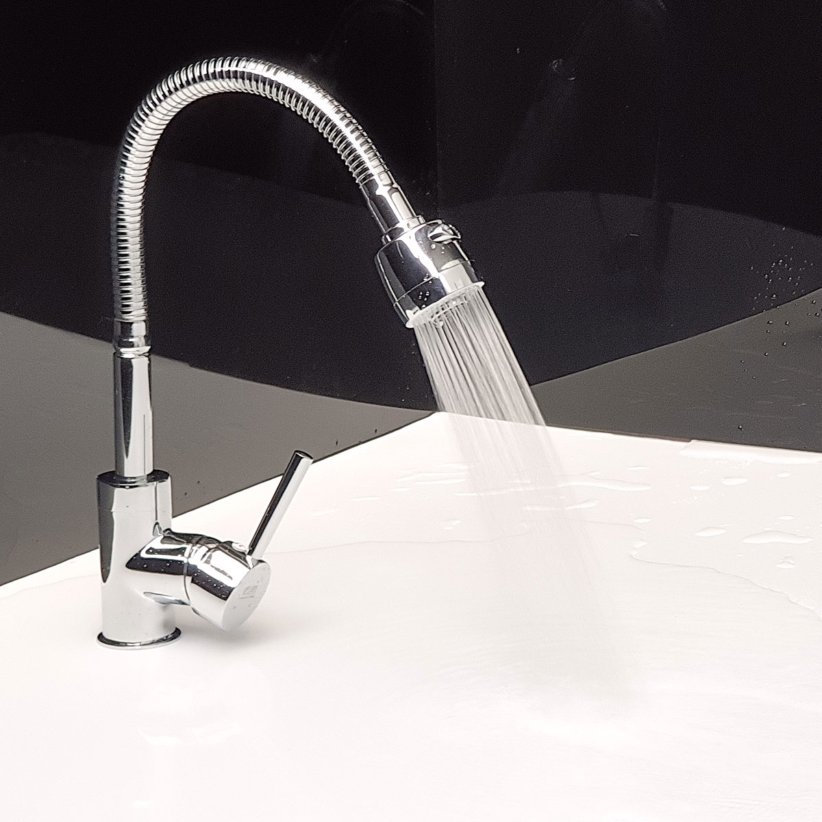 Vòi rửa chén nóng lạnh cần lò xo Đồng mạ Chrome Eurolife EL-KM03