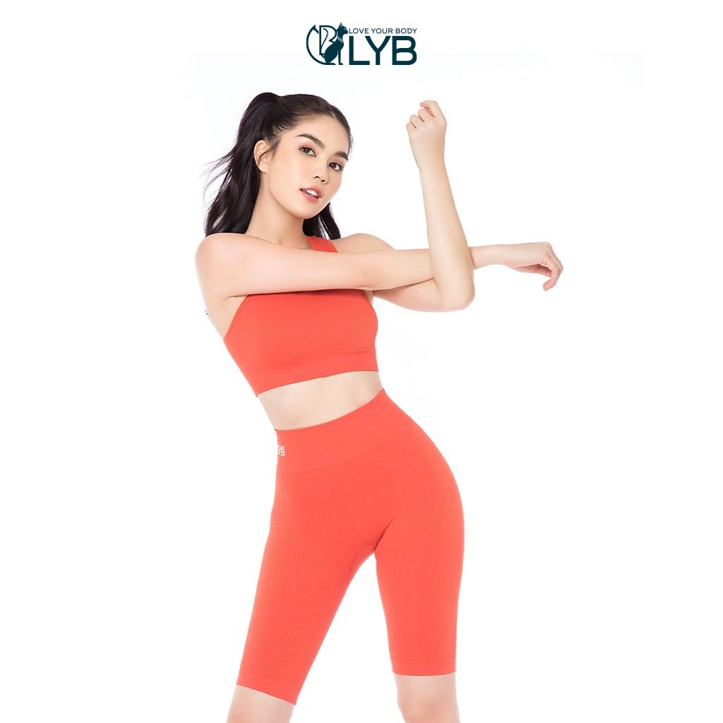 Bộ đồ tập thể thao gym yoga ngắn cá tính trẻ trung màu cam LYB - FW22-S00014A