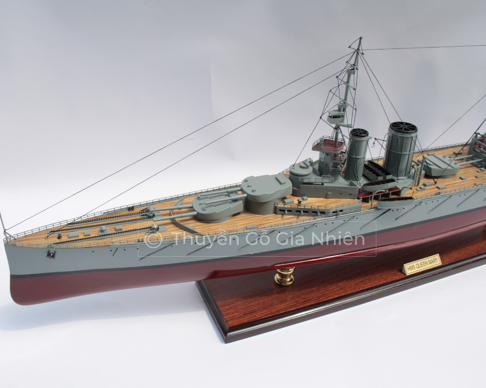 Mô Hình Thuyền Gỗ Trang Trí Phong Thủy Dạng Thuyền Chiến HMS QUEEN MARY Chính Hãng, Hàng Xuất Khẩu Chất Lượng Cao