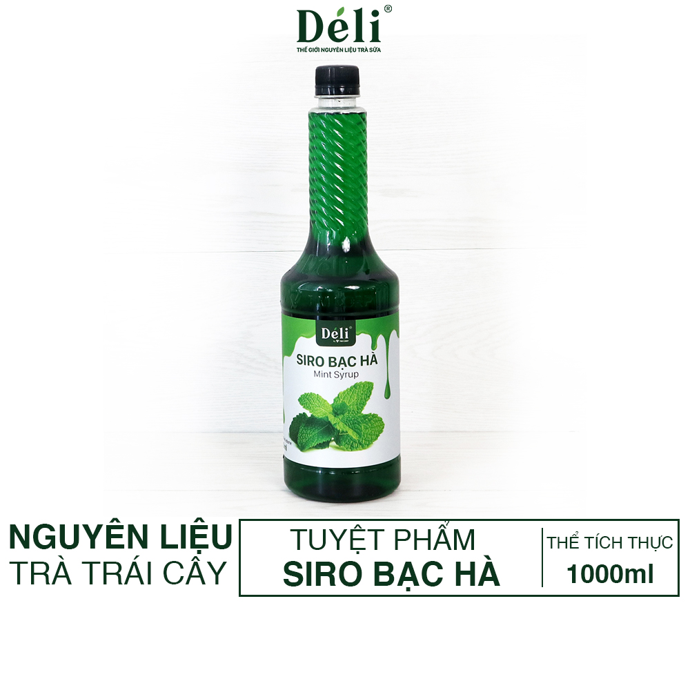 Siro bạc hà Déli chai 1lit, HSD: 12 tháng  [CHUYÊN SỈ] Nguyên liệu pha chế trà trái cây, soda,...
