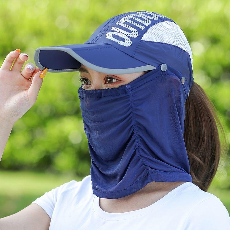 Mũ nón chống nắng kèm khẩu trang lưới che mặt_ mũ lưỡi trai