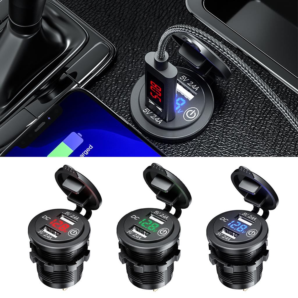 Dual USB  Lighter Socket Car Charger Adapter With Touch Switch
