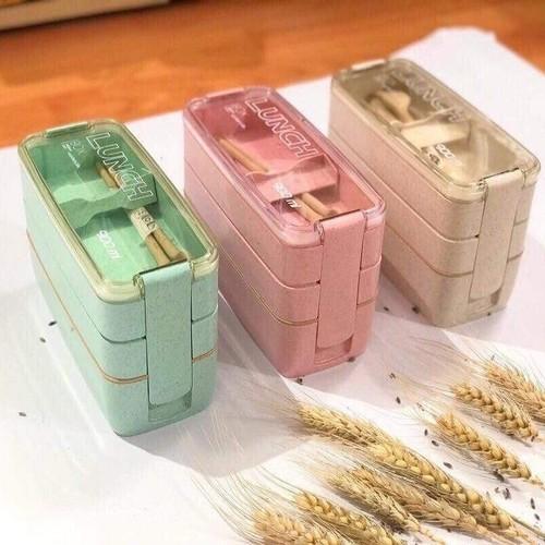 Hộp cơm 3 tầng kèm muỗng đũa